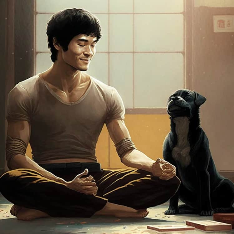 bruce lee with dog ai