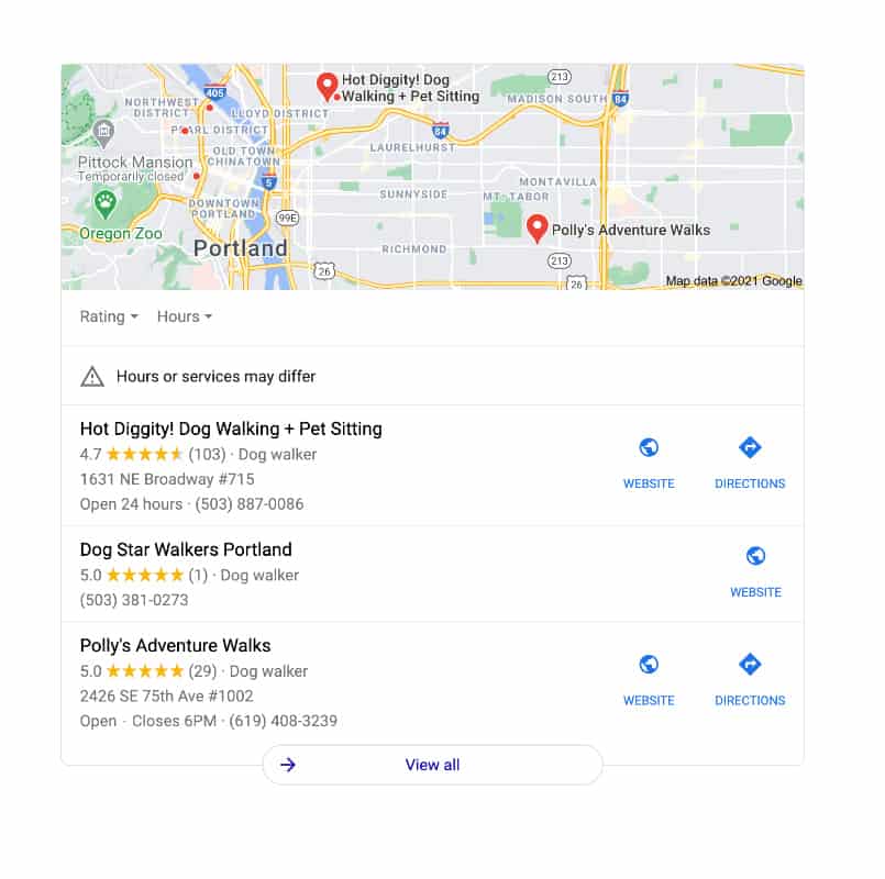  Google Business Place Listing for Dog Walkers