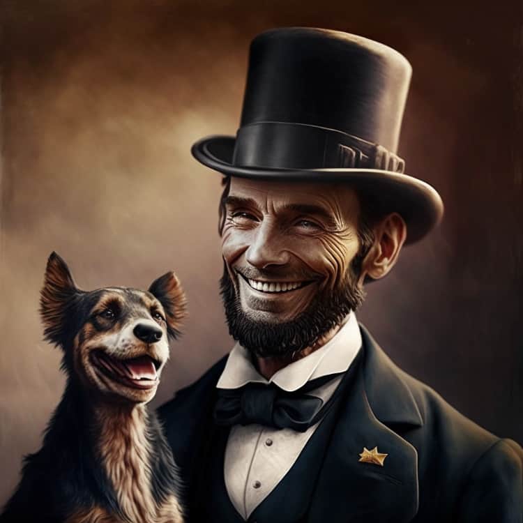 abraham lincoln with dog ai