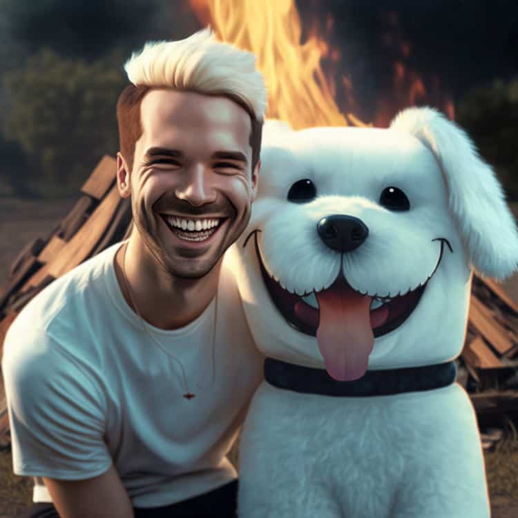 dj marshmello with dog ai