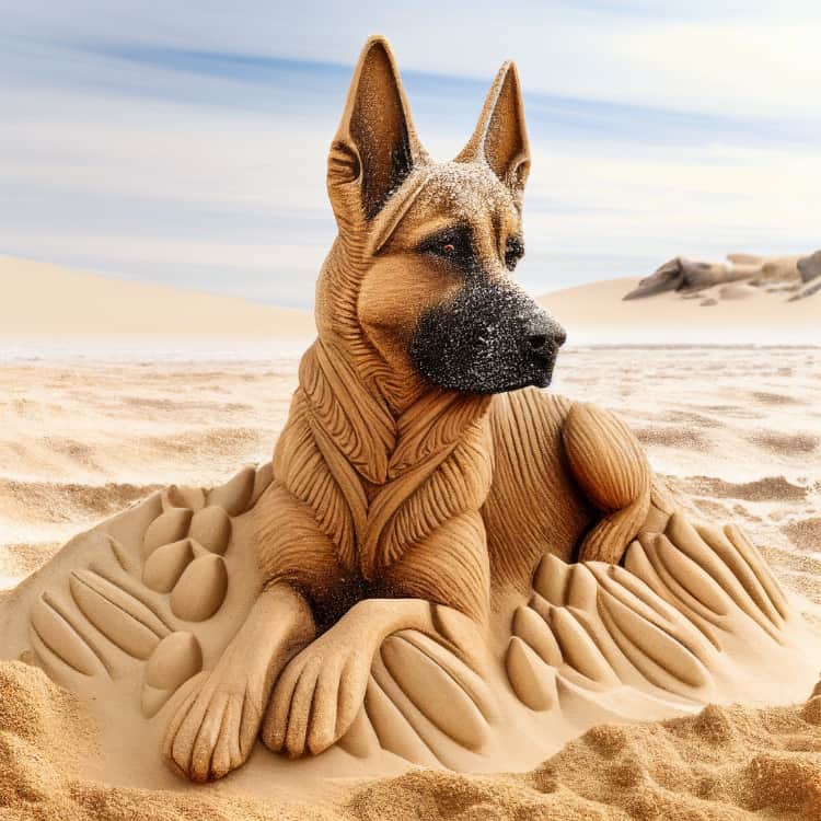 german shepherd sand castle ai